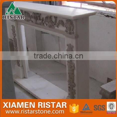 High quality natural white vein marble fireplace surround mantel RST-FP-K030