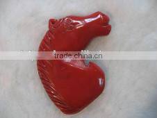 wholesale 20-35mm red horse head carved natural coral pendant