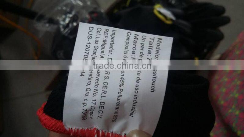 NMSAFETY 13 Gauge Nylon Liner Black PU Palm Coated Glove Stock Work Glove