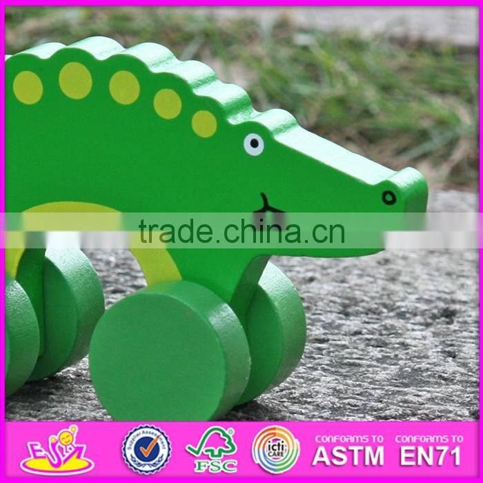 2017 New products kids animal toy wooden crocodile car toy W04A318