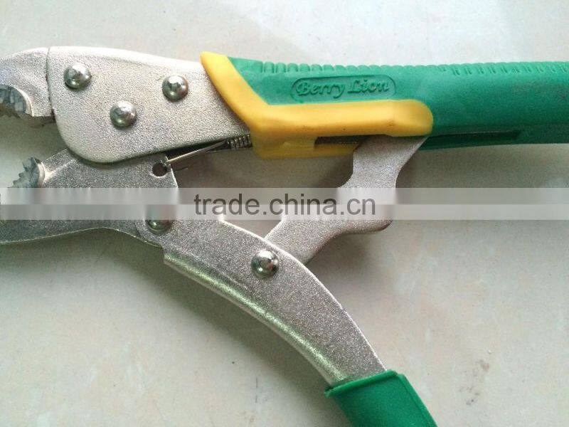 BERRYLION 10'' soft rubber grip round jaw pliers, drop forged carbon steel locking plier