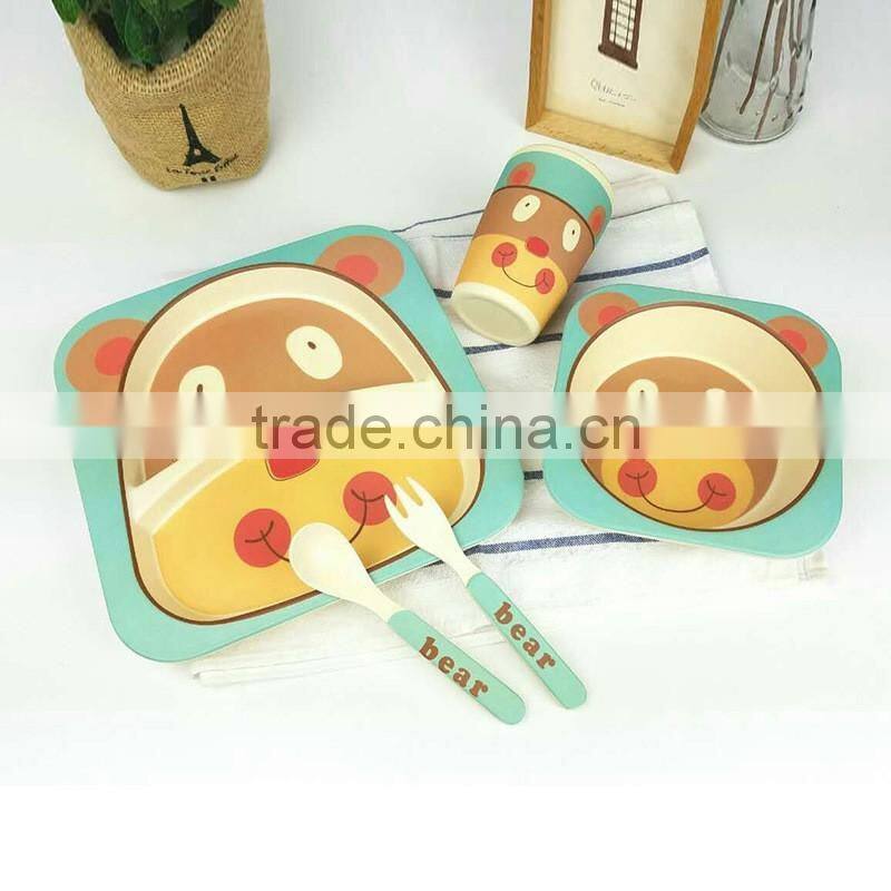 Eco-Friendly Bamboo Fiber Kids Dinner Plate Set 5-pieces