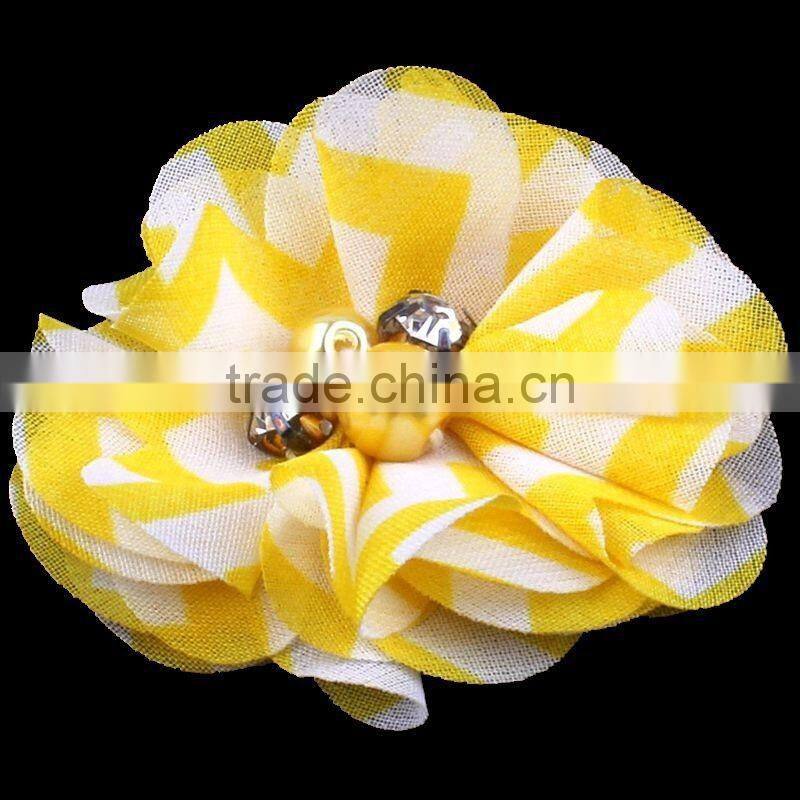 handmade fabric flower with pearl in center headband for kids hair accessories