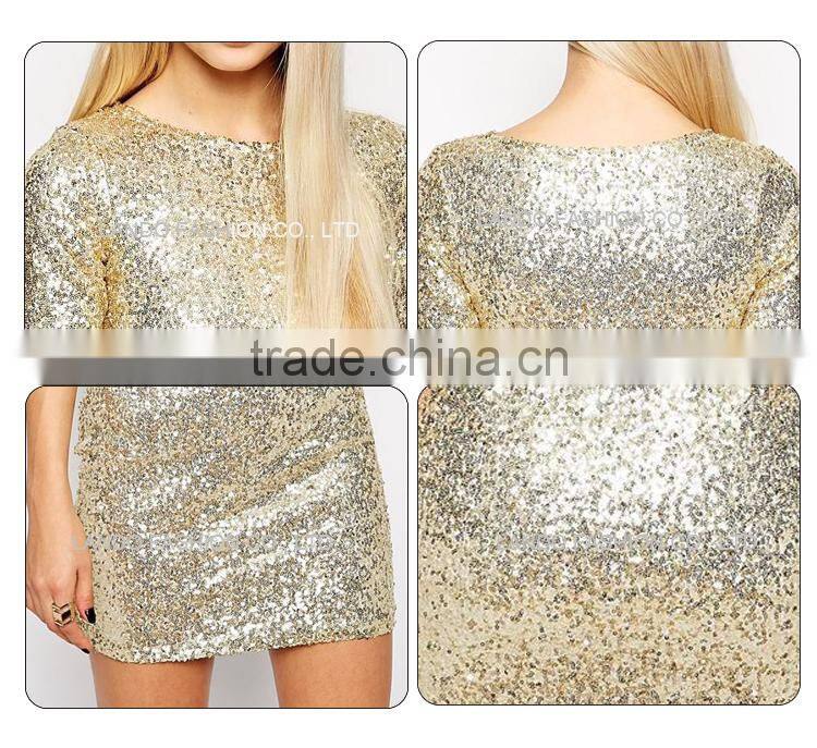 A SOS Mid Sleeve All Over Sequin New Fashion Elegant Christmas Party Dress
