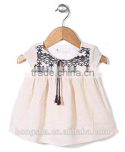 Embroidery Child Clothes Pretty Floral Print Baby Dress HSd6014
