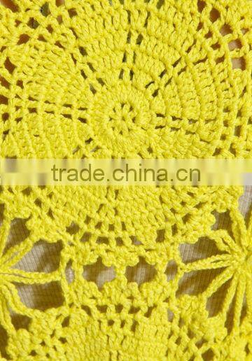 12WO004 Lemon lace shortsleeves casual woolen.