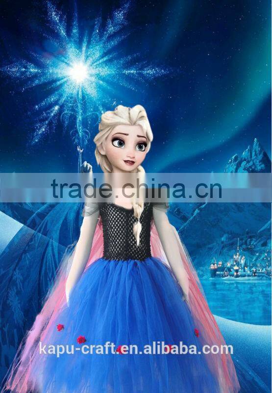 2017new style handmade frozen elsa tutu dress crochet tutu maxi dress wholesale