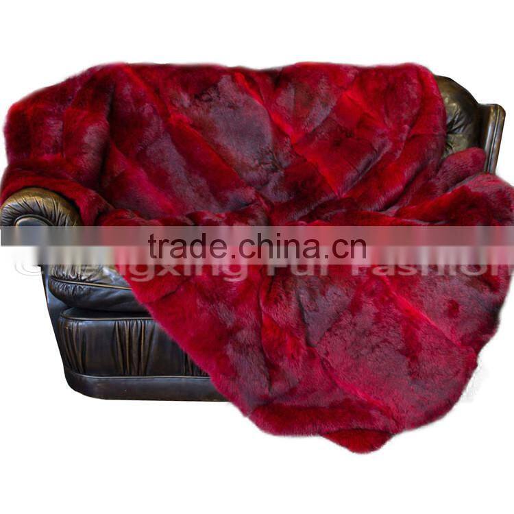 CX-D-08J Super Quality Winter Warm Real Rabbit Fur Wholesale China Blankets