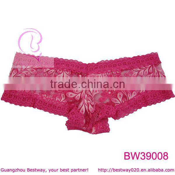 Women sexy images hot transparent lace material short panty in apparel