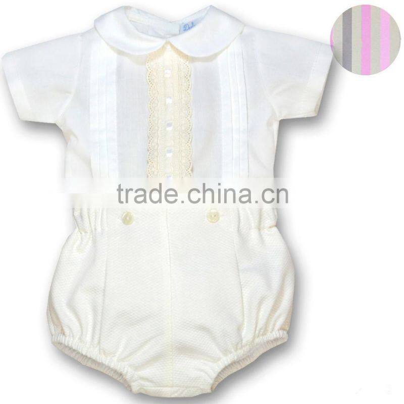 Wholesale spanish baby clothes clothing of plain white baby rompers for boys