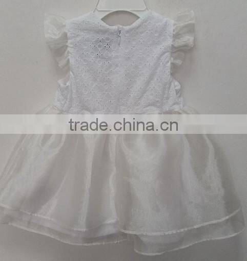 cute girls shiny white embroidered dress for summer