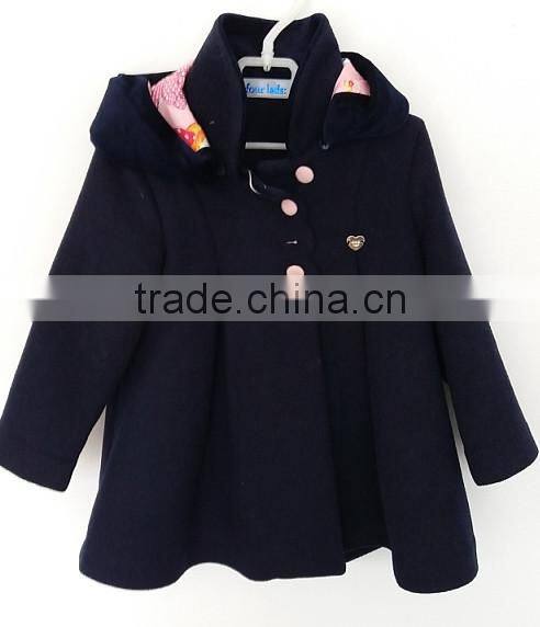 2016 winter baby girl navy blue cute long sleeve coat