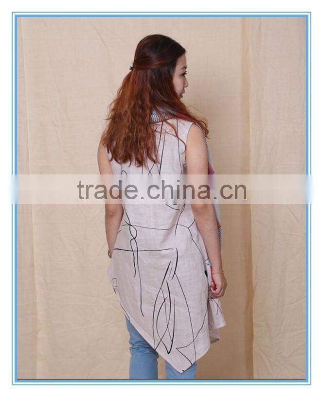 2016 Fashion Plain Customed Newest Ladies Long Vest