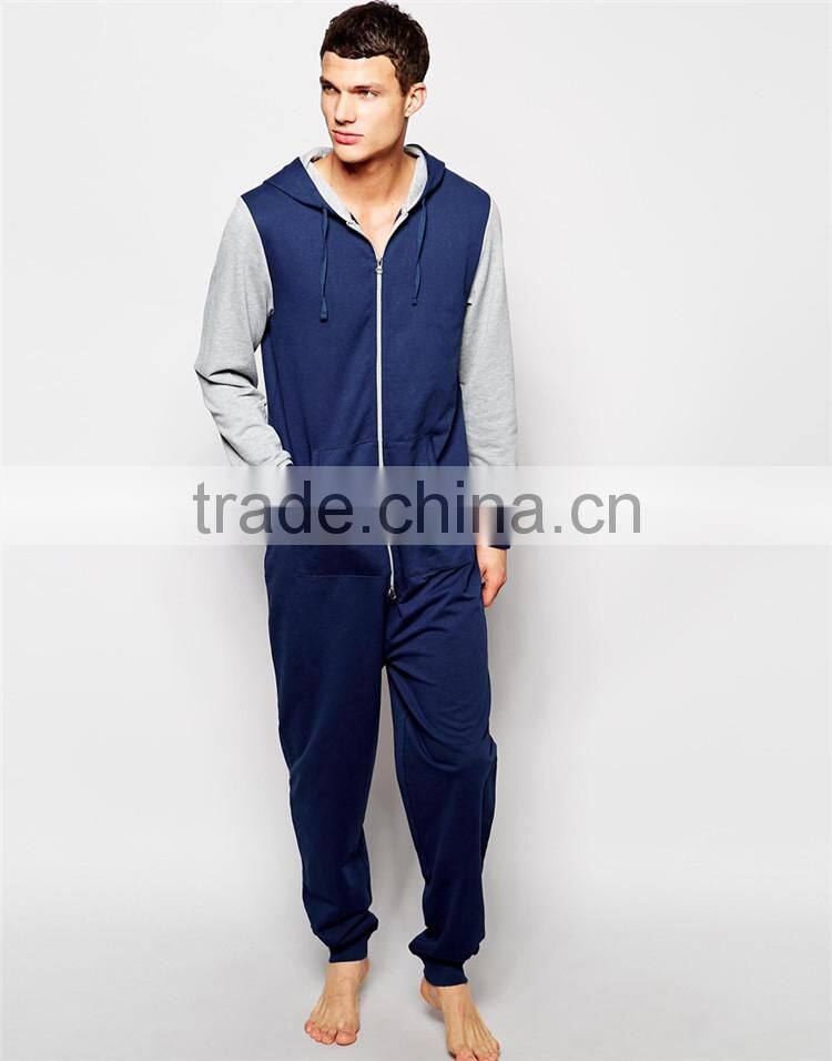 PA0041A Plain Adult Onesie Jumpsuit With Contrast Sleeve and Tipped Rib
