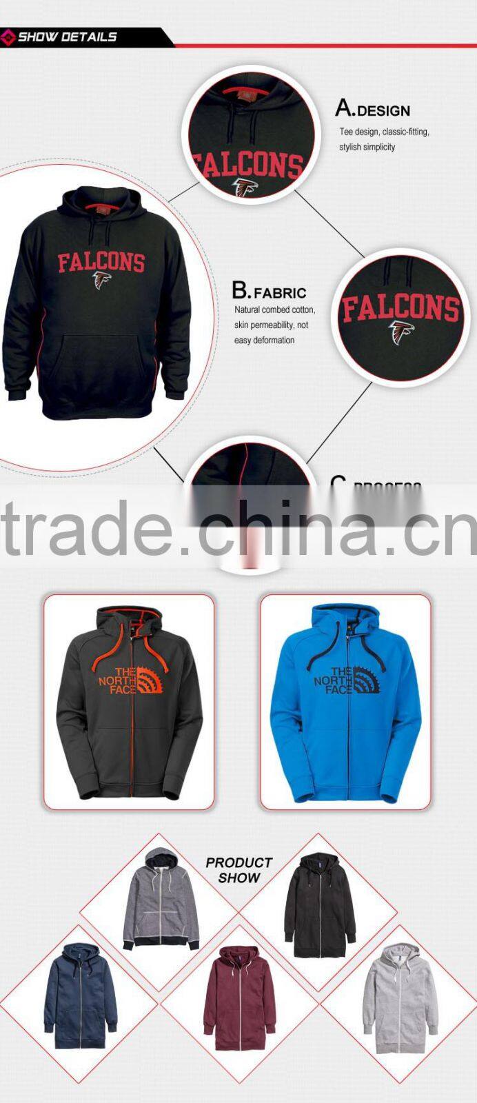 Fashion Printed Custom Cotton Fleece Hoodie With Thick String