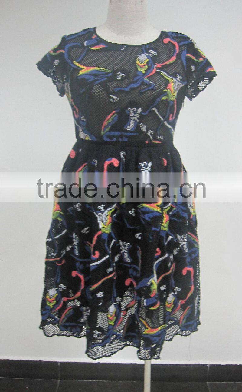 ladies floral style crochet casual dress