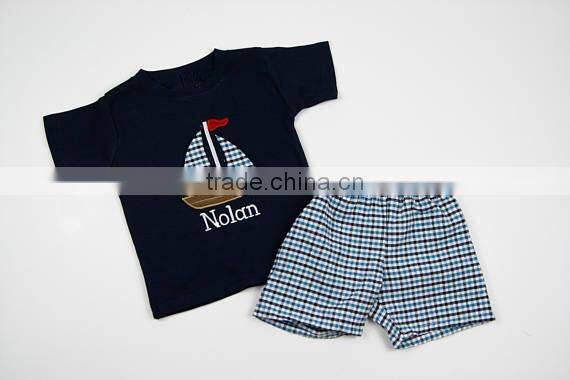 Wholesale children's boutique clothing latest cotton frock suit design high quality embroidery baby boy clothes