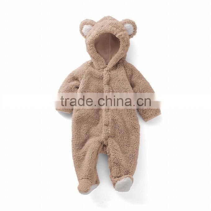 2016 cartoon Animal Style Baby bodysuits Boy&Girl's Climb Clothing Coral Velvet animal bodysuit coral fleece style hooded