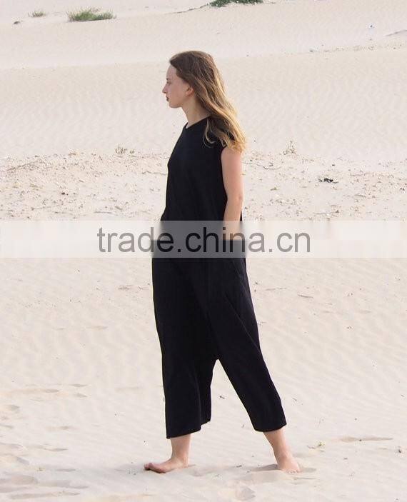 Women Black Oversized Jumpsuit Girl's Loose Overalls Sexy Romper