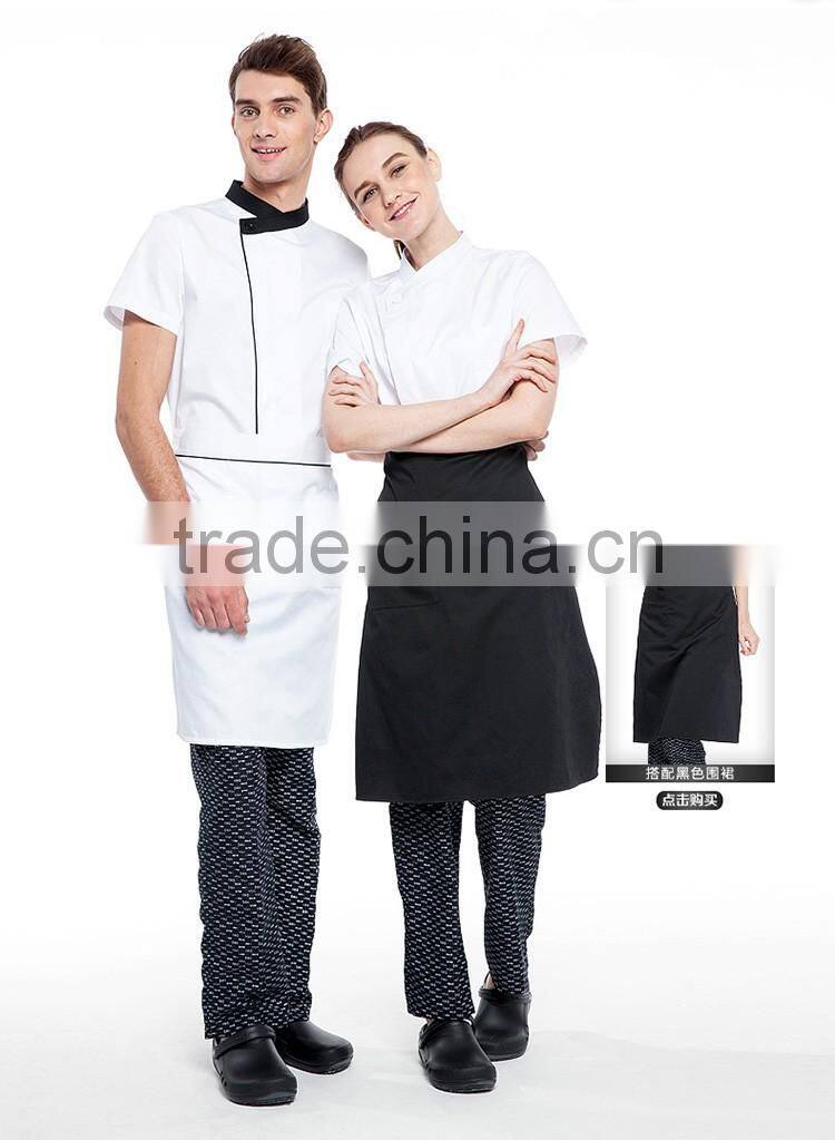 Juqian Traditional Fit white Short Sleeve Chef Coat Uniform/Knotted Cloth Buttons 100% Cotton Cook Uniform