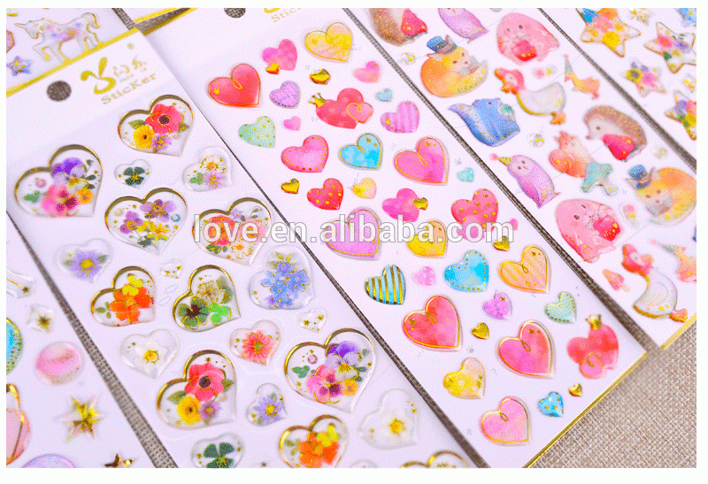 Custom children carton sticker cheap epoxy/pvc/pet sticker die-cut adhesive sticker