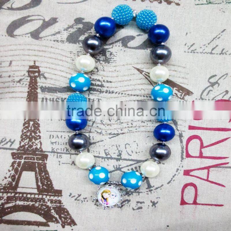 Turquoise Acrylic Bead Princess Chunky Necklace with pendant