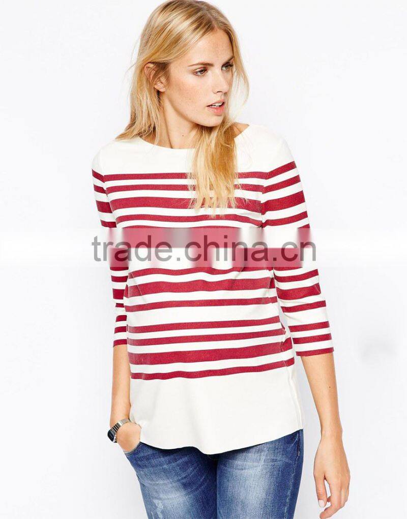 Maternity Top In Premium Soft Jersey And Breton Stripe