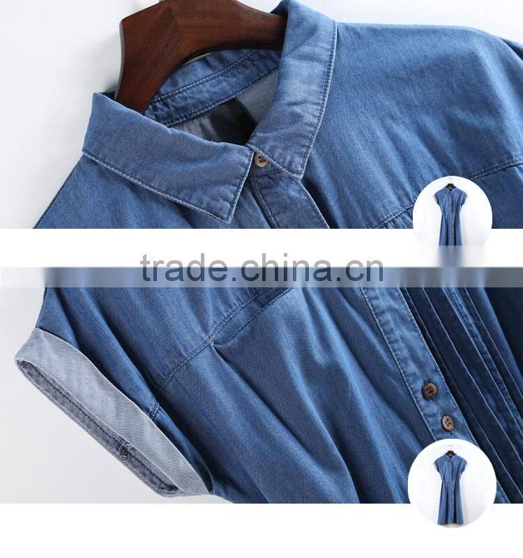 elegant short sleeve denim jeans dress/women casual dress