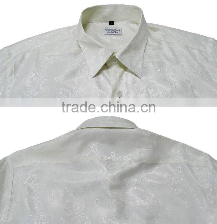 Fashion casual men high collar shirts silk shirts for men