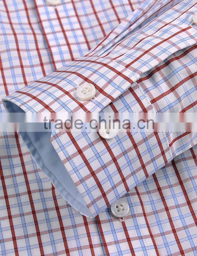 Latest style men's dress shirt fancy plaid design model man shirt