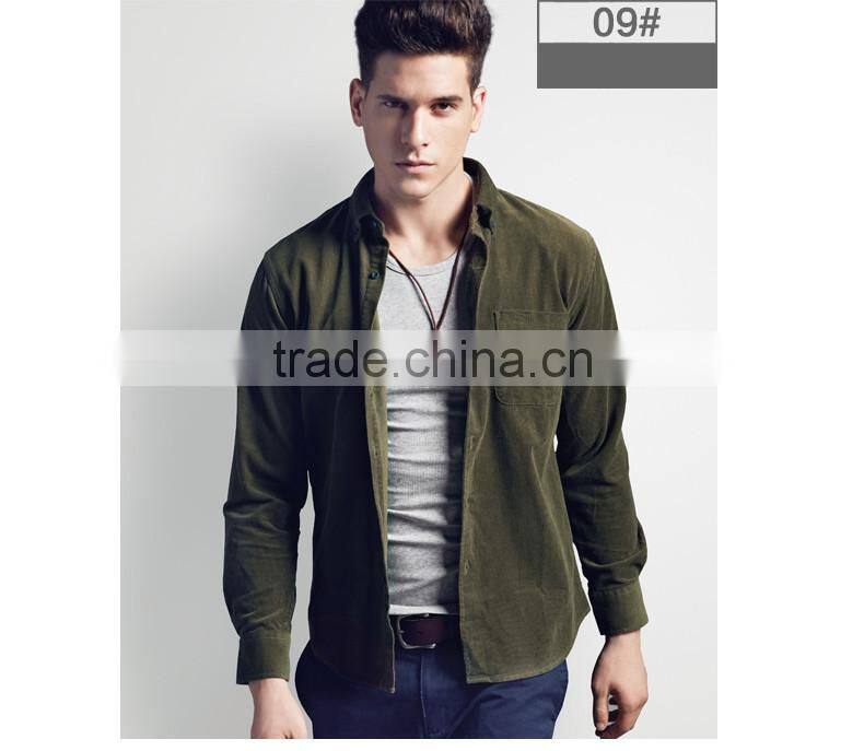 2016 New Style Fallow burgundy Jeans corduroy Shirt For Men corduroy shirt