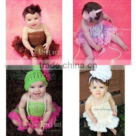 Girls Brown Crochet Tube Top Photo Prop 12M-3 Years