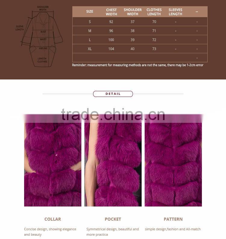 Hot selling of winter warm real fox fur purple women vest