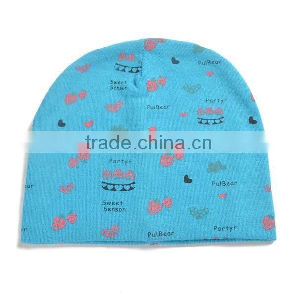 spring&summer korea style 100%cotton cute boys&girls strawberry pattern baby beanie hat