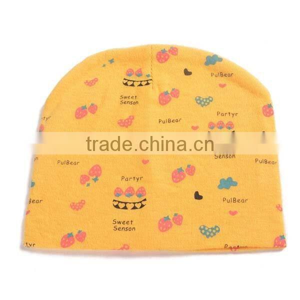 spring&summer korea style 100%cotton cute boys&girls strawberry pattern baby beanie hat