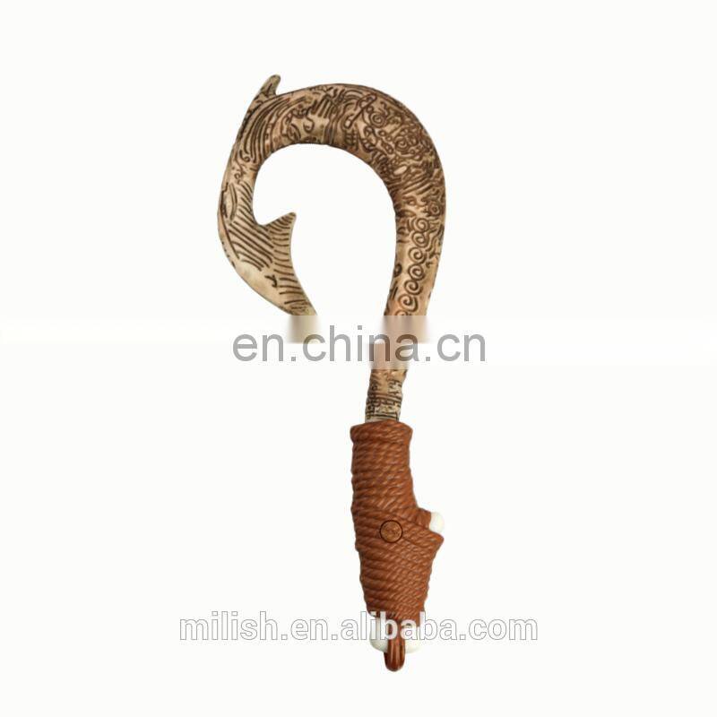 Popular movie Cosplay Moana Demigod Maui fishhook knife plastic led flashing sword for kids MFJ-0008
