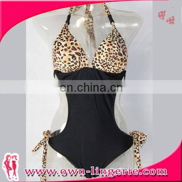 wholesale women sexy lingerie Leopard Halter Teddy