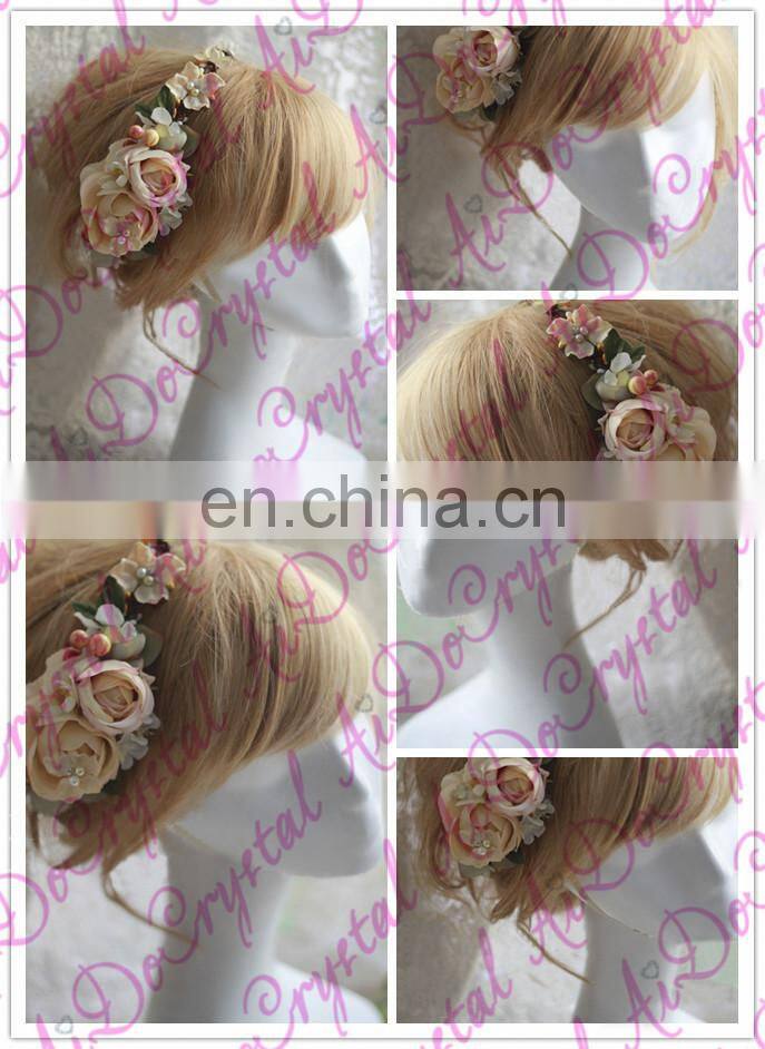 Aidocrystal champagne wedding party hair clips for hair headpiece bridal flower hair accessories for ladies