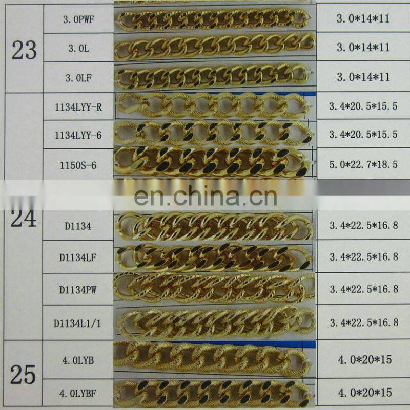 wholesale custom made design aluminum oxidation long chain design gold