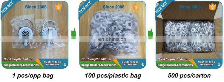 Custom 90Cm Reel Epoxy Dome Logo White Plastic Id Badge Holder With Belt Clip