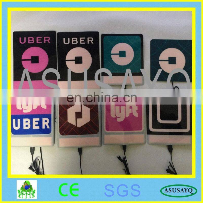Uber el flashing car sticker glow car sticker on can window with 2AA battery inverter free shipping new uber