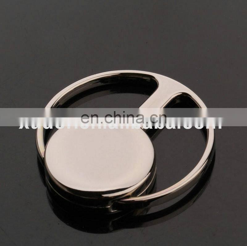 round shape metal cheap silver plated sublimation keychain
