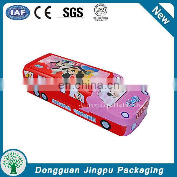 Custom printed metal rectangular kids tin pen case