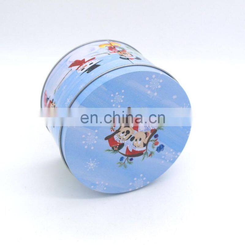 Cute round christmas gift tin boxes,metal tin box for candy/chocolate/cookies