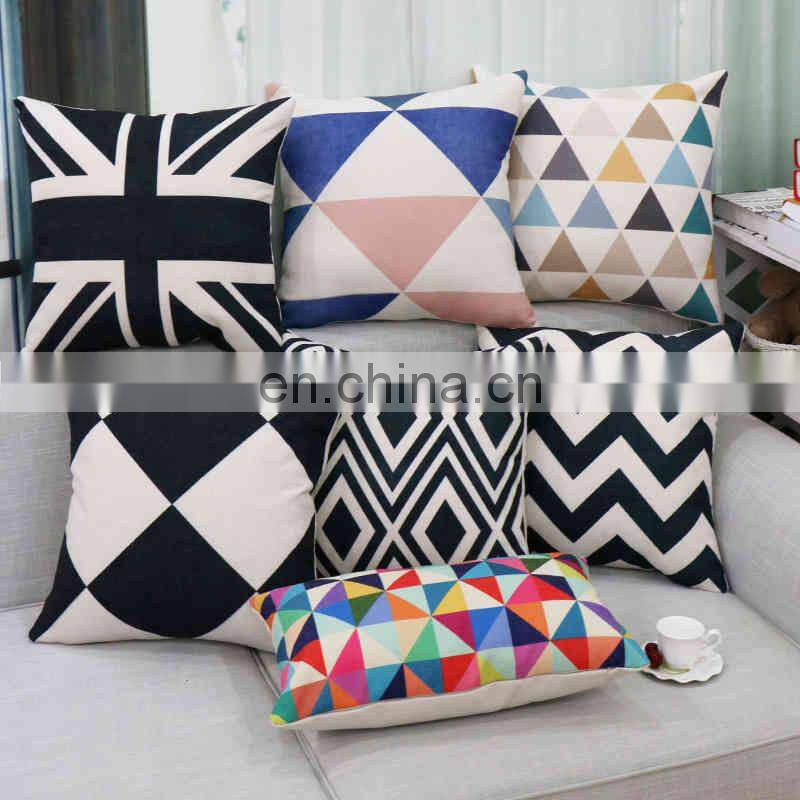 i@home Simple modern geometric series car print linen sofa pillow cushion cover