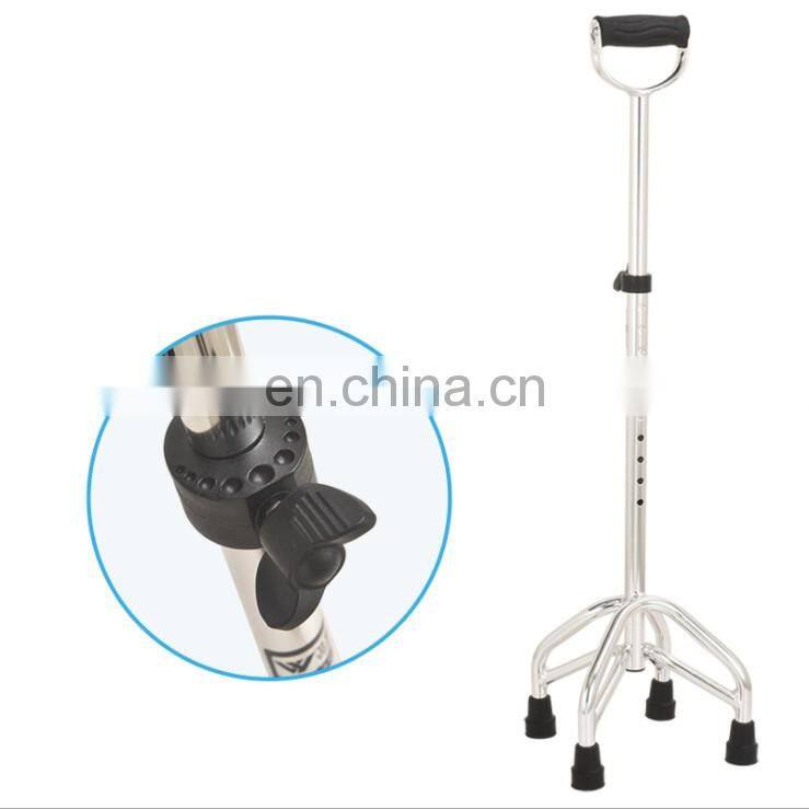 Medical Aluminum Adjustable Height 4 Leg Crutch Adjustable Aluminium cane with four legs walking stick