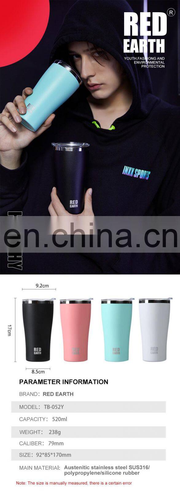 GiNT 520ml New Arrival Eco-friendly Insulated Coffee Cups Double Wall Stainless Steel Cafe Water Bottle Tumbler for Sale