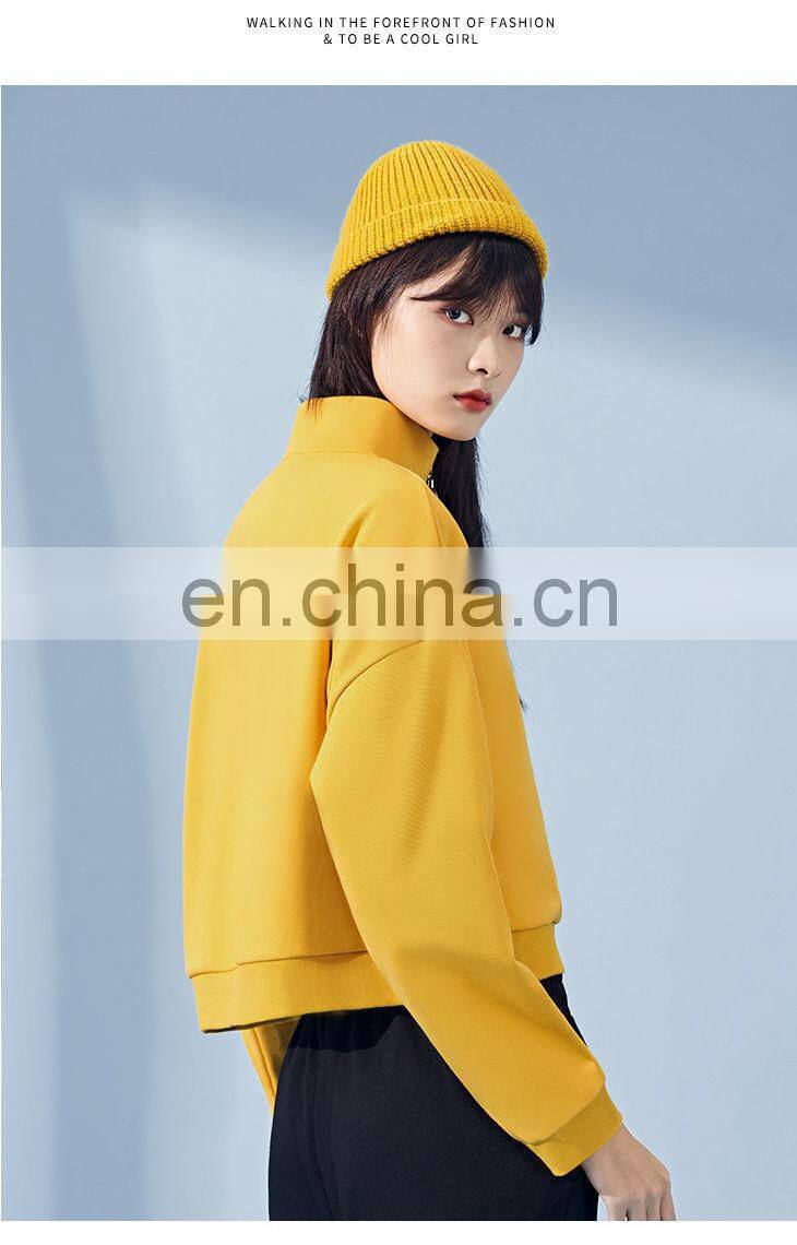 Clothing manufacturers custom-made women's spring and autumn new terry cloth half zipper casual sweater plus size pullover