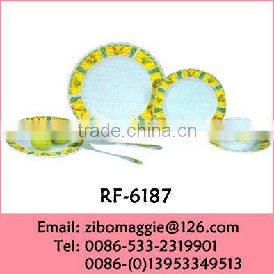 Round Shape 4 People Used Promotion Fine Ceramic Dinner Set with Custom Print