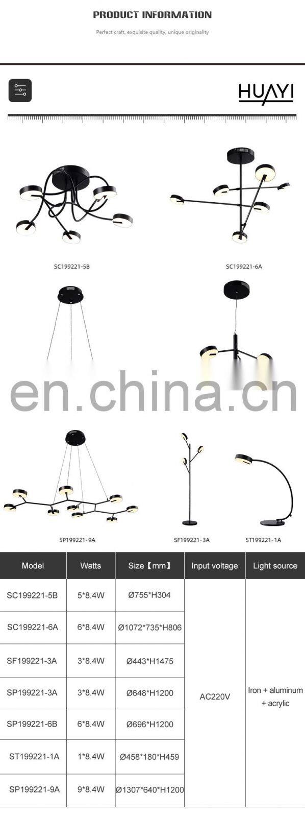 HUAYI New Model Modern Style Living Room Decoration Acrylic Iron LED Pendant Light